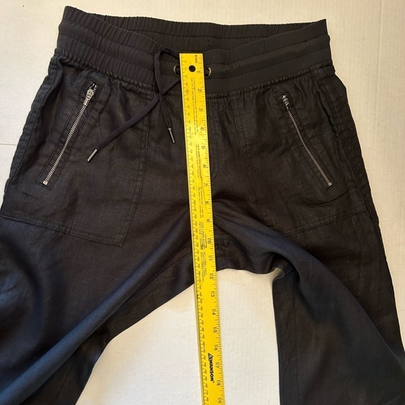 Athleta Cabo 100% Linen black jogger with elastic thick waist band Sz-6. G6 - Picture 11 of 11